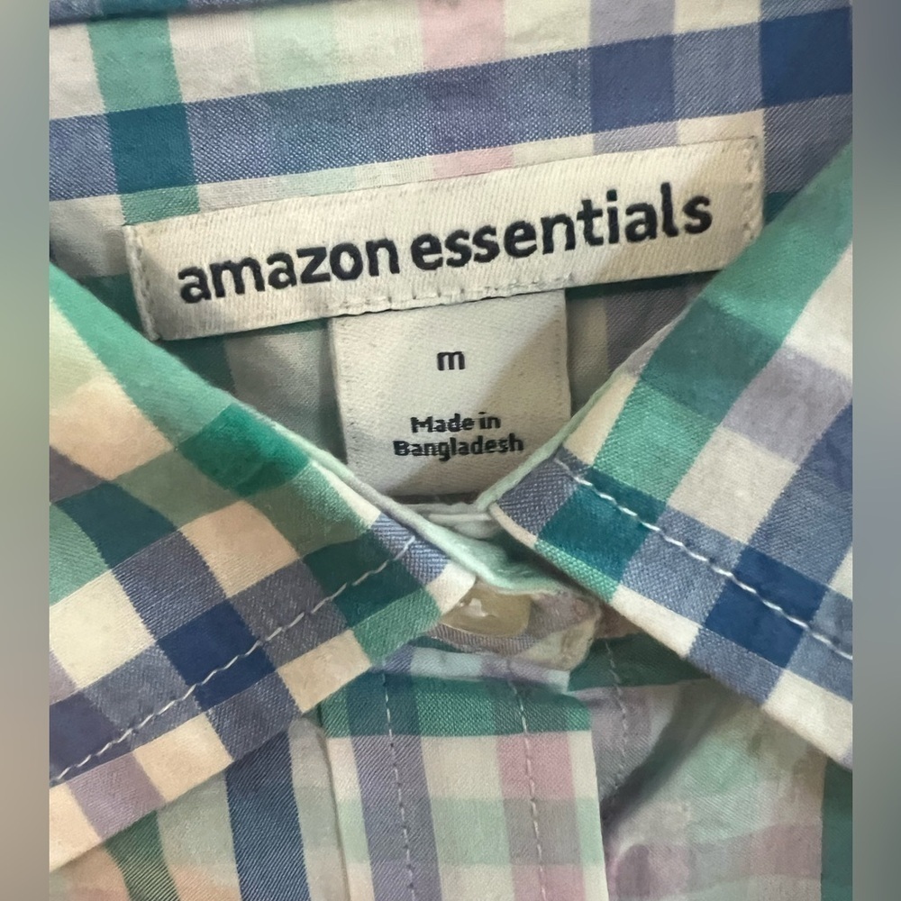 The Drop Pastel Gingham Button Down Shirt Medium. Blue green lavender. NWT - Picture 3 of 5